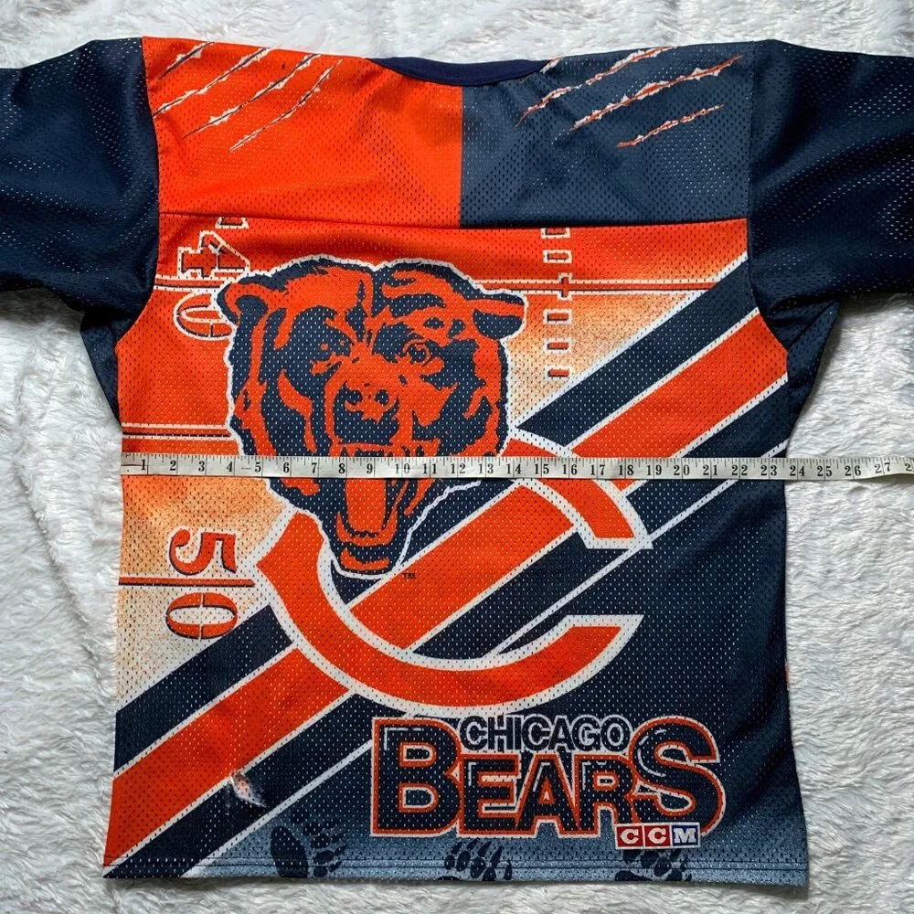 Vintage 1990s Chicago Bears NFL All Over Print Mesh Jersey CCM Size XL - Picture 8 of 9
